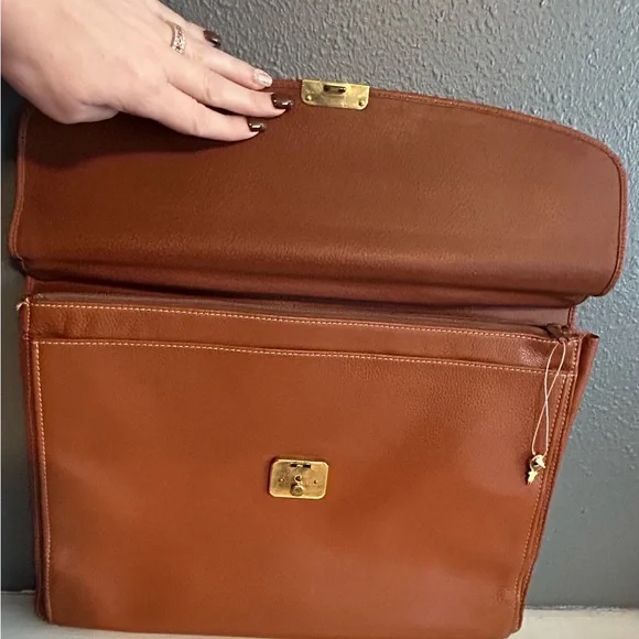 Vintage Longchamp Le Foulenne Tan Leather Attache Briefcase - Picture 8 of 15